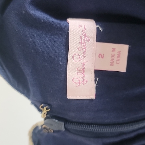 Lilly Pulitzer New England Classic Beauty Dress Size 2 Blue And Gold - Picture 10 of 10